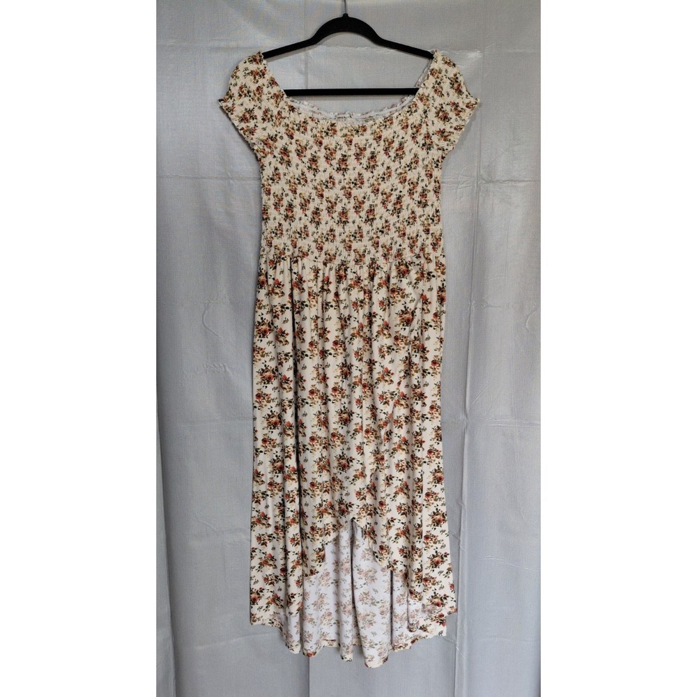 Mark Edwards Floral Smocked Hi-low Ruffle Midi‎ Dress XL Faux Wrap